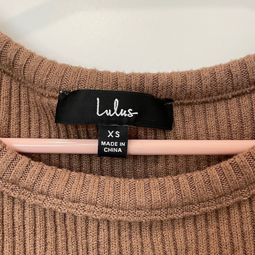 Lulu's Tan Ribbed Mini Dress - Picture 3 of 6
